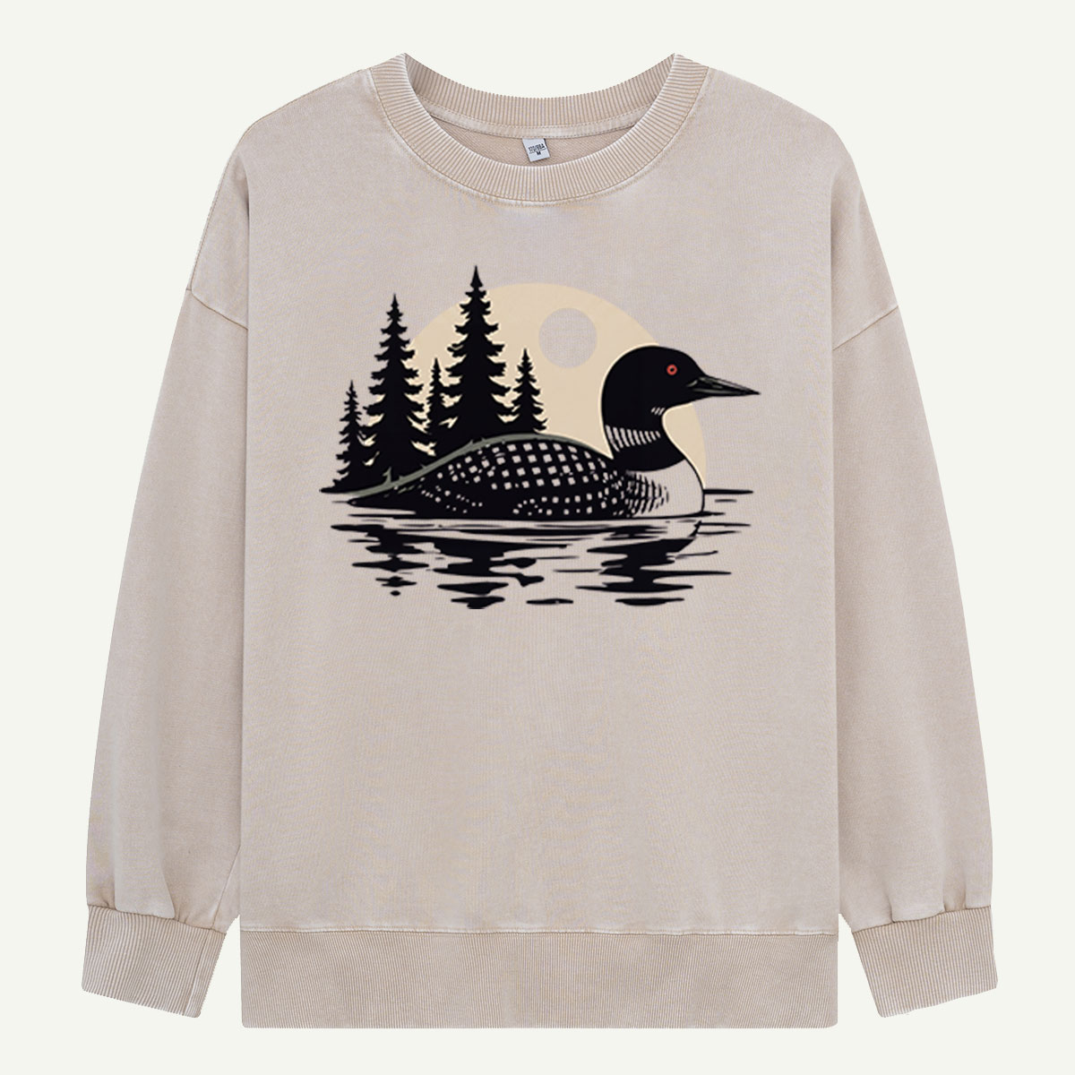 Loon Alone on the Lake Washed Sweatshirts