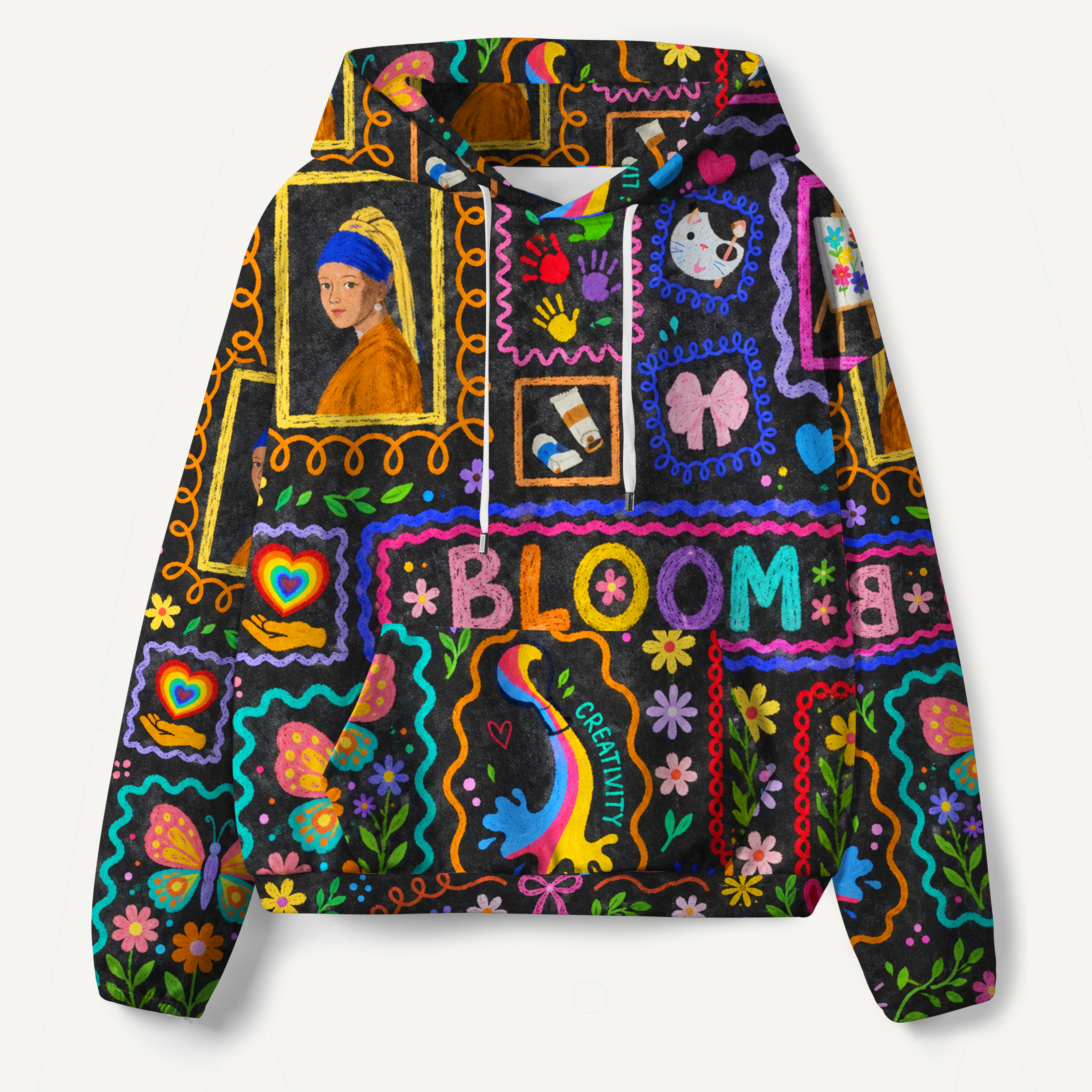 Bloom Folk Art Patchwork All-over Printed Hoodie