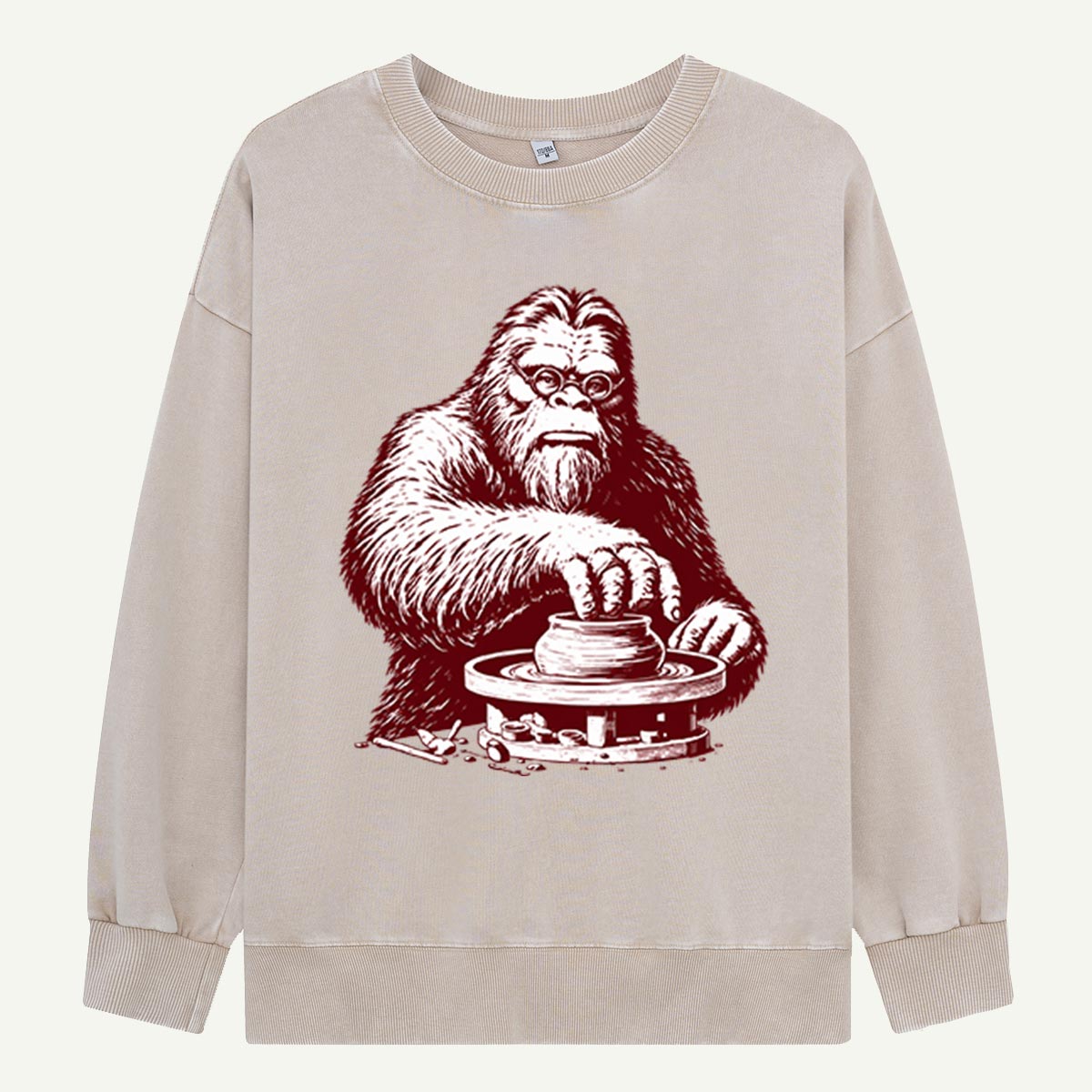 Bigfoot Ceramic Artist Pottery Wheel Craft Design Washed Sweatshirts