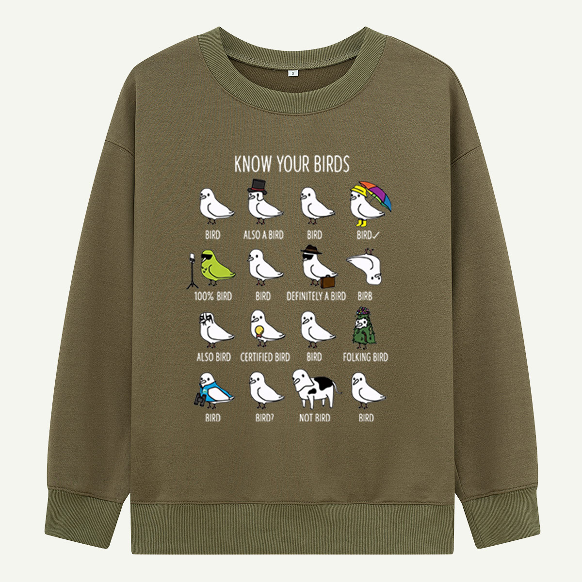 Know Your Birds Bird Chart Sweatshirts