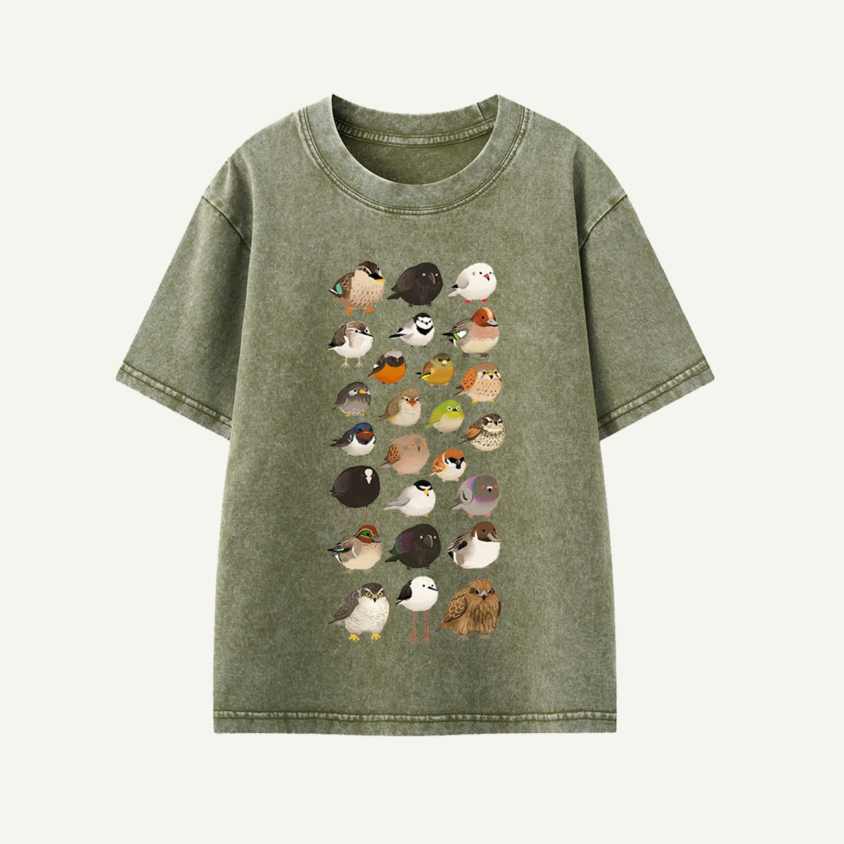 Bird Species Illustration Kids Washed T-Shirt