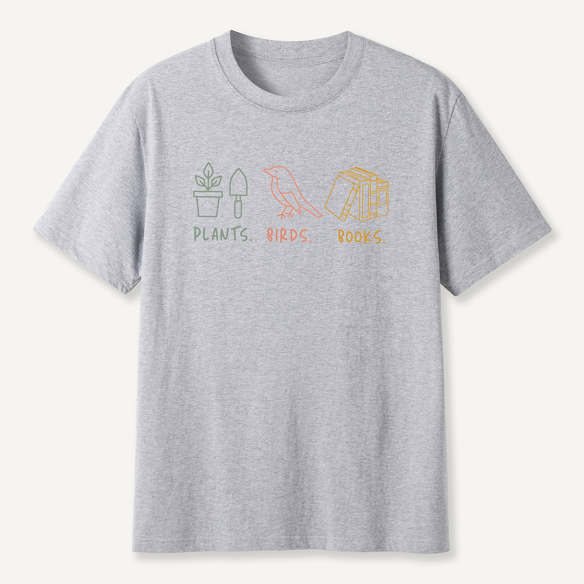 MDCTBYWY26071707Plants, Birds,Books T-Shirt