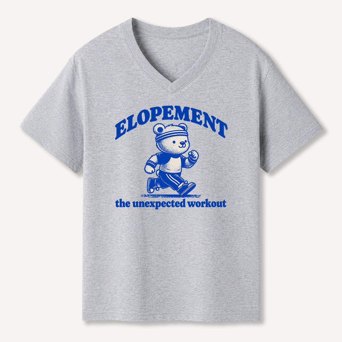 Elopement The Unexpected Workout Running Bear Graphic V-neck T-Shirt