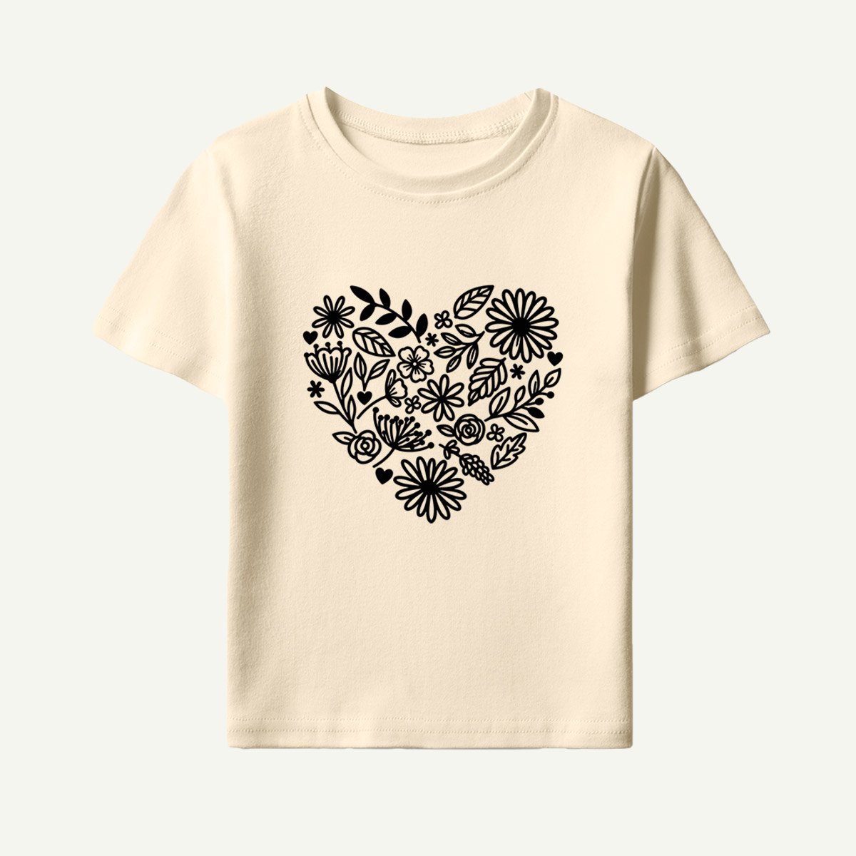 Floral Heart Line Art Kids T-Shirt