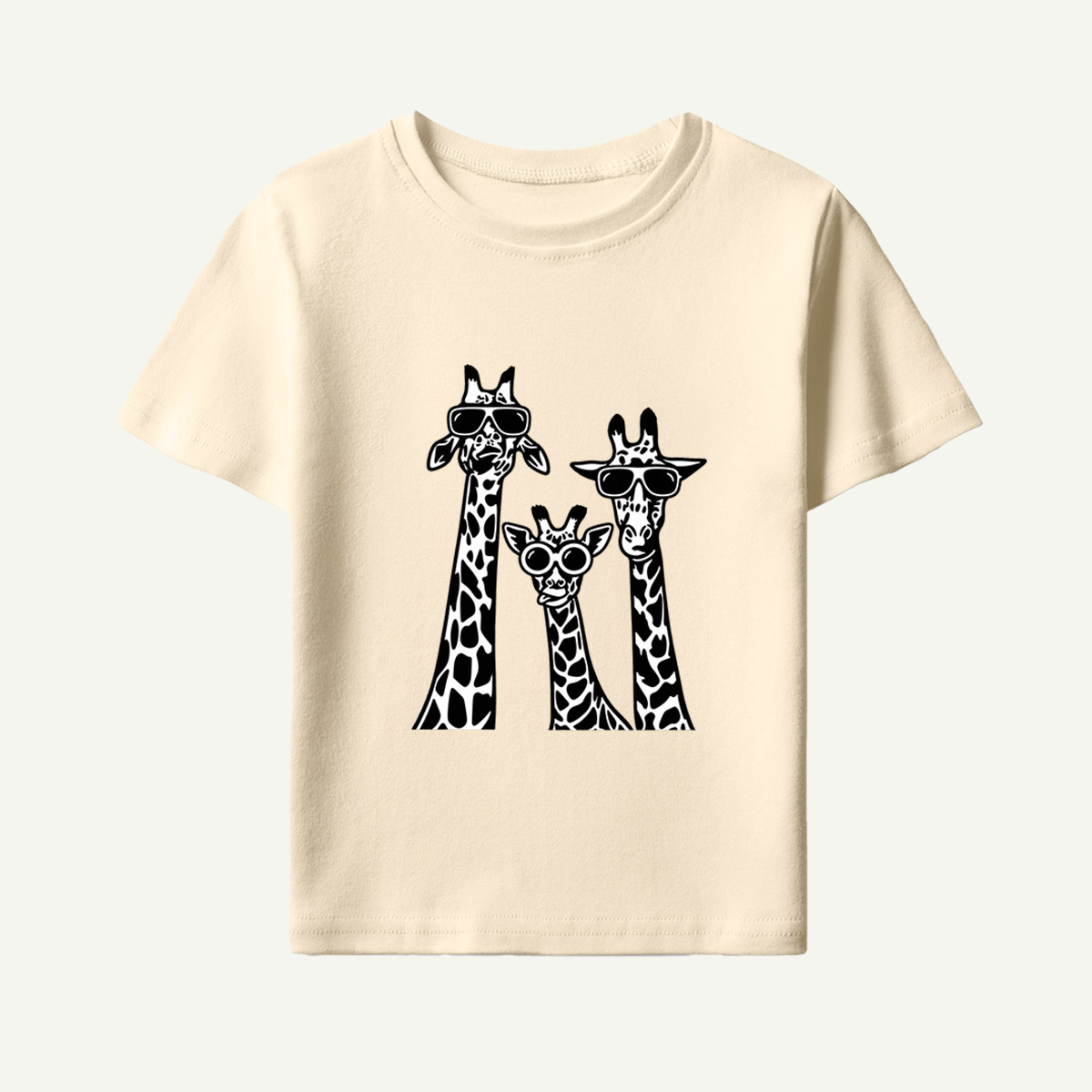 Cool Giraffe Family Monochrome Illustration Kids T-Shirt