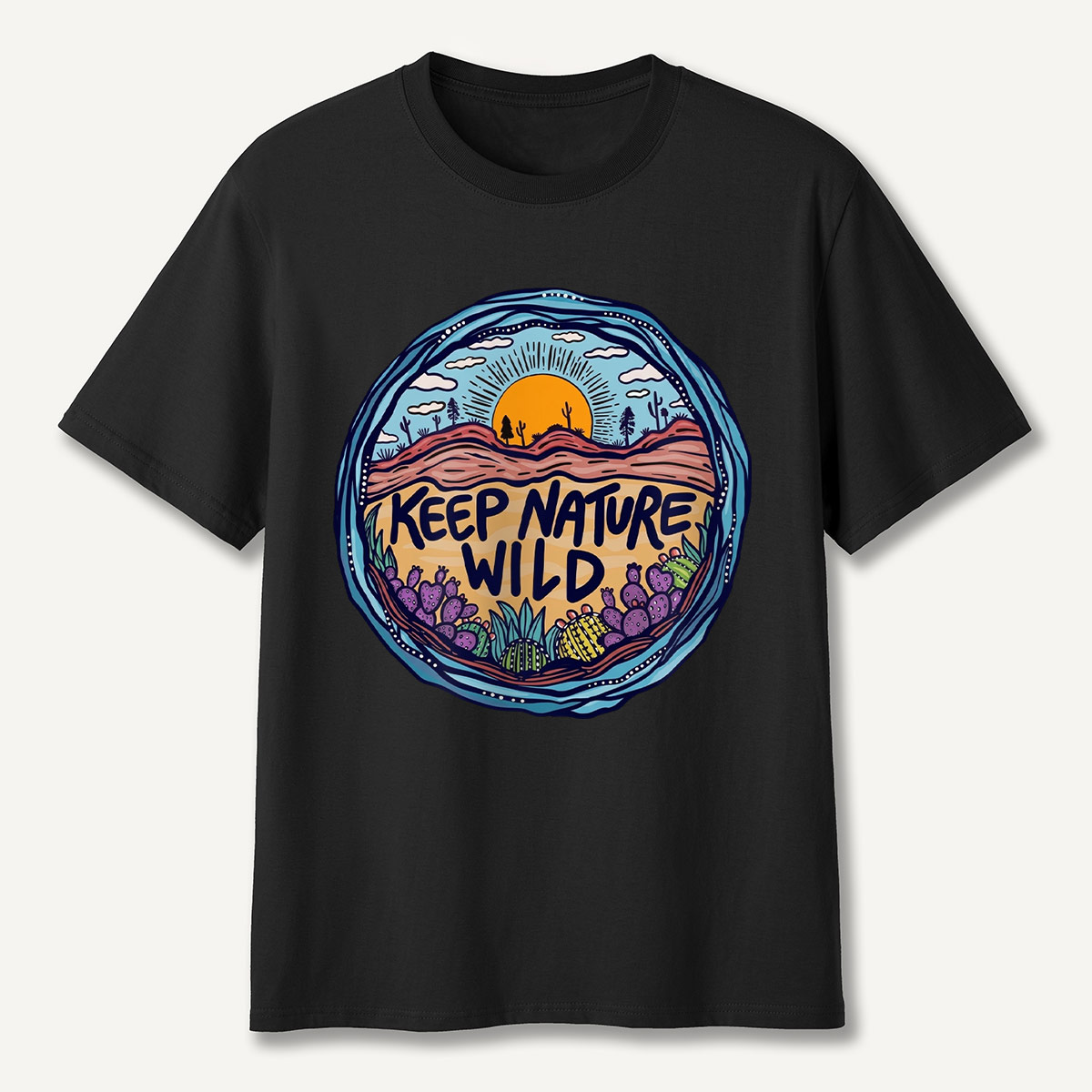 Desert Sunset Nature Badge Keep Nature T-Shirt
