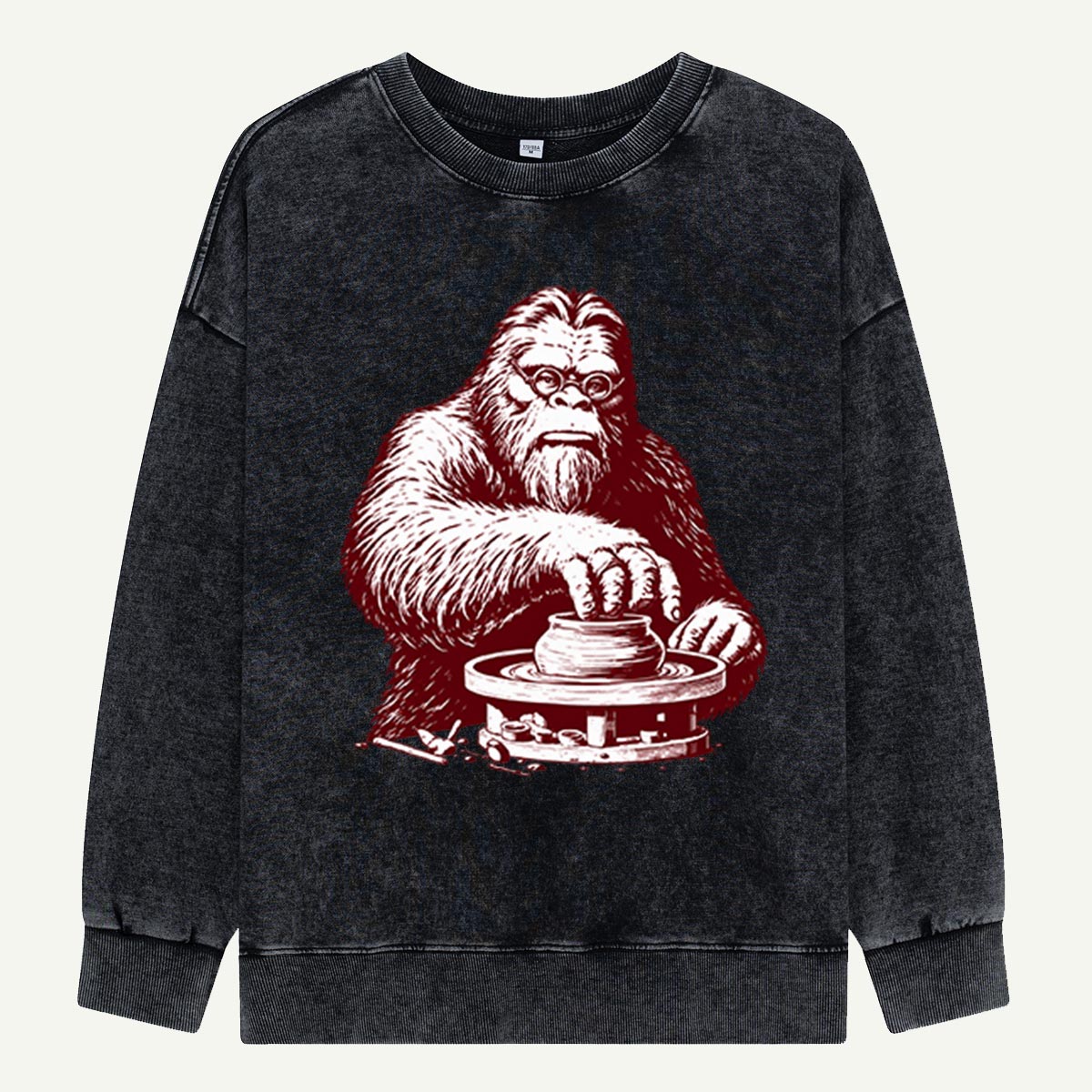 Bigfoot Ceramic Artist Pottery Wheel Craft Design Washed Sweatshirts