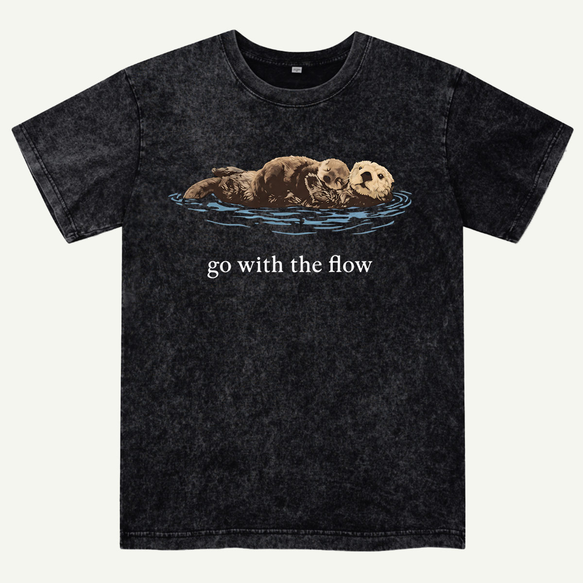 Go With The Flow Sea Otter Wildlife Nature Washed T-Shirt