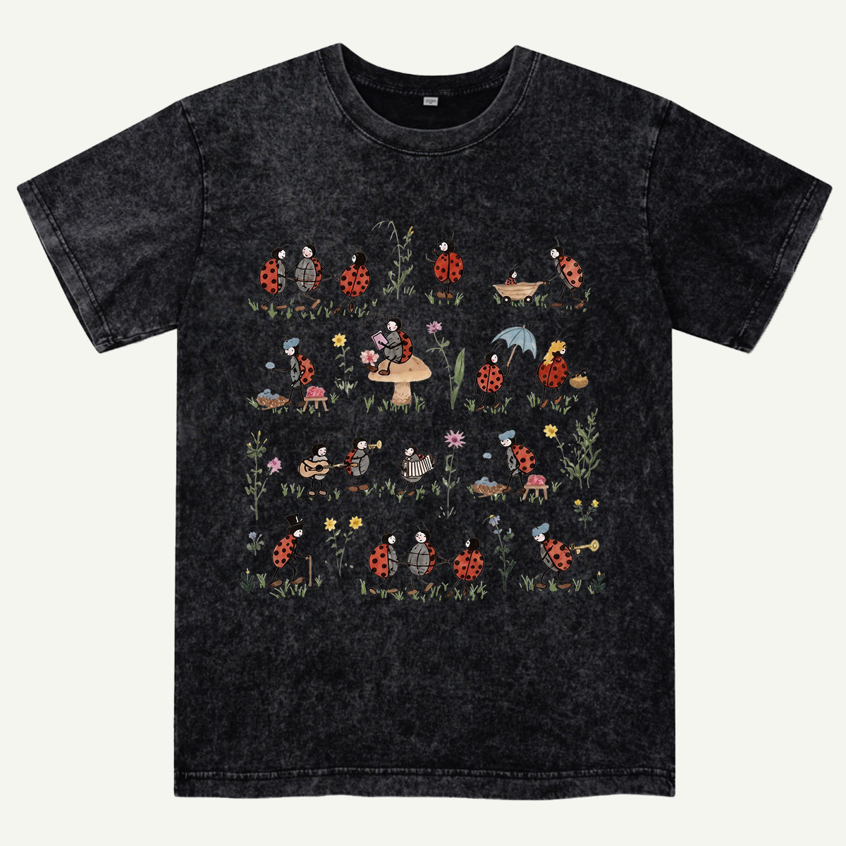 Ladybug and Flower Washed T-Shirt