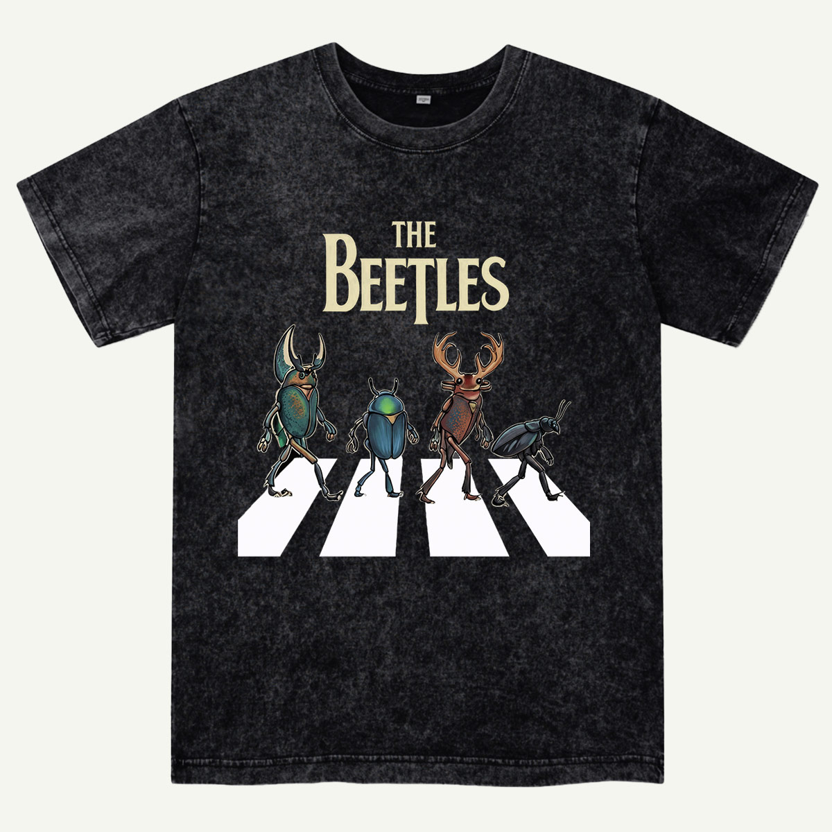 The Beetles Funny Insect Band Washed T-Shirt