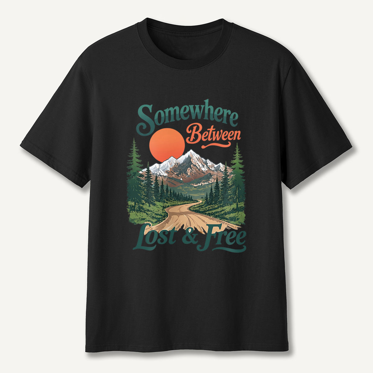 Somewhere Between Lost and Free Mountain Nature T-Shirt