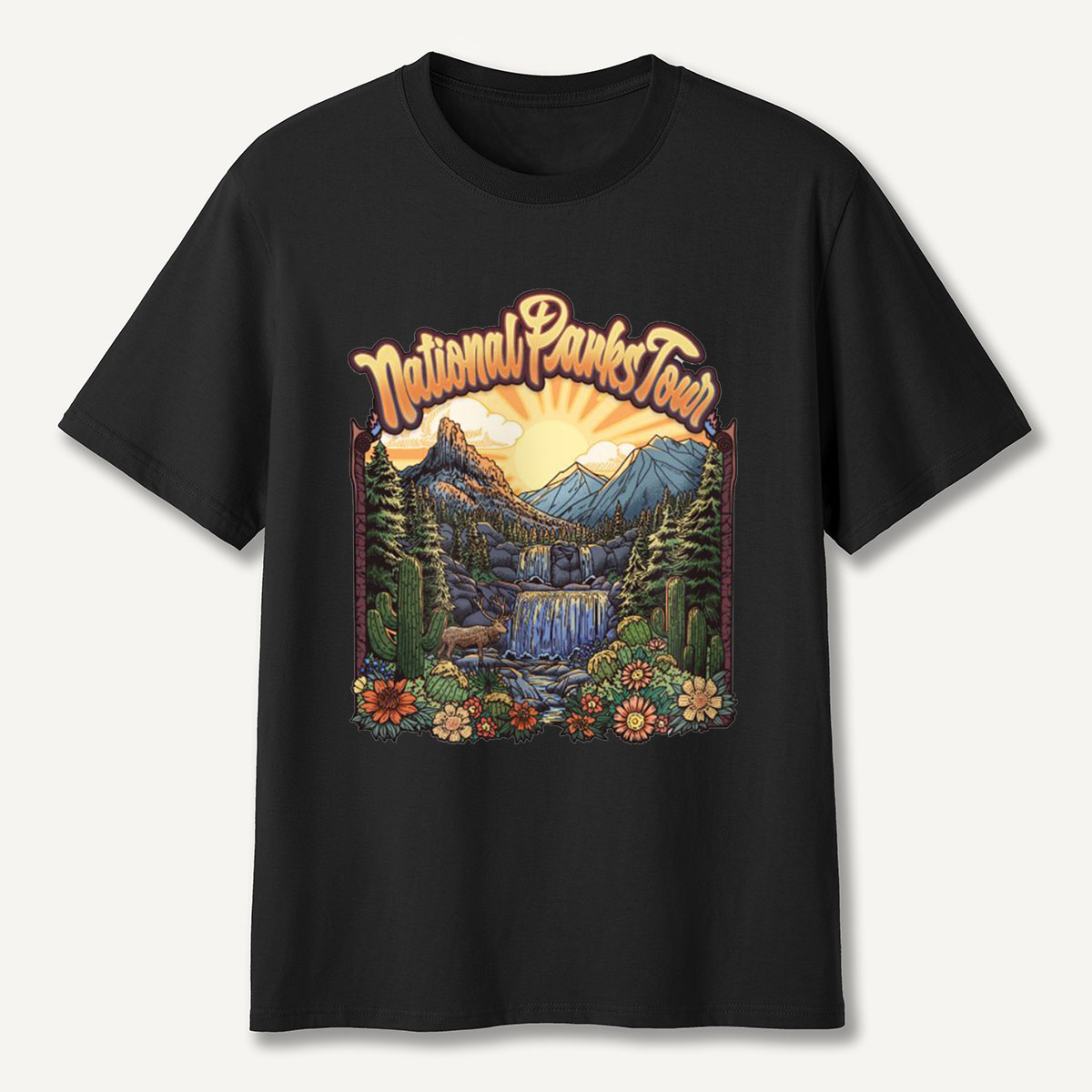 Mountain Waterfall Scenic Landscape National Parks T-Shirt