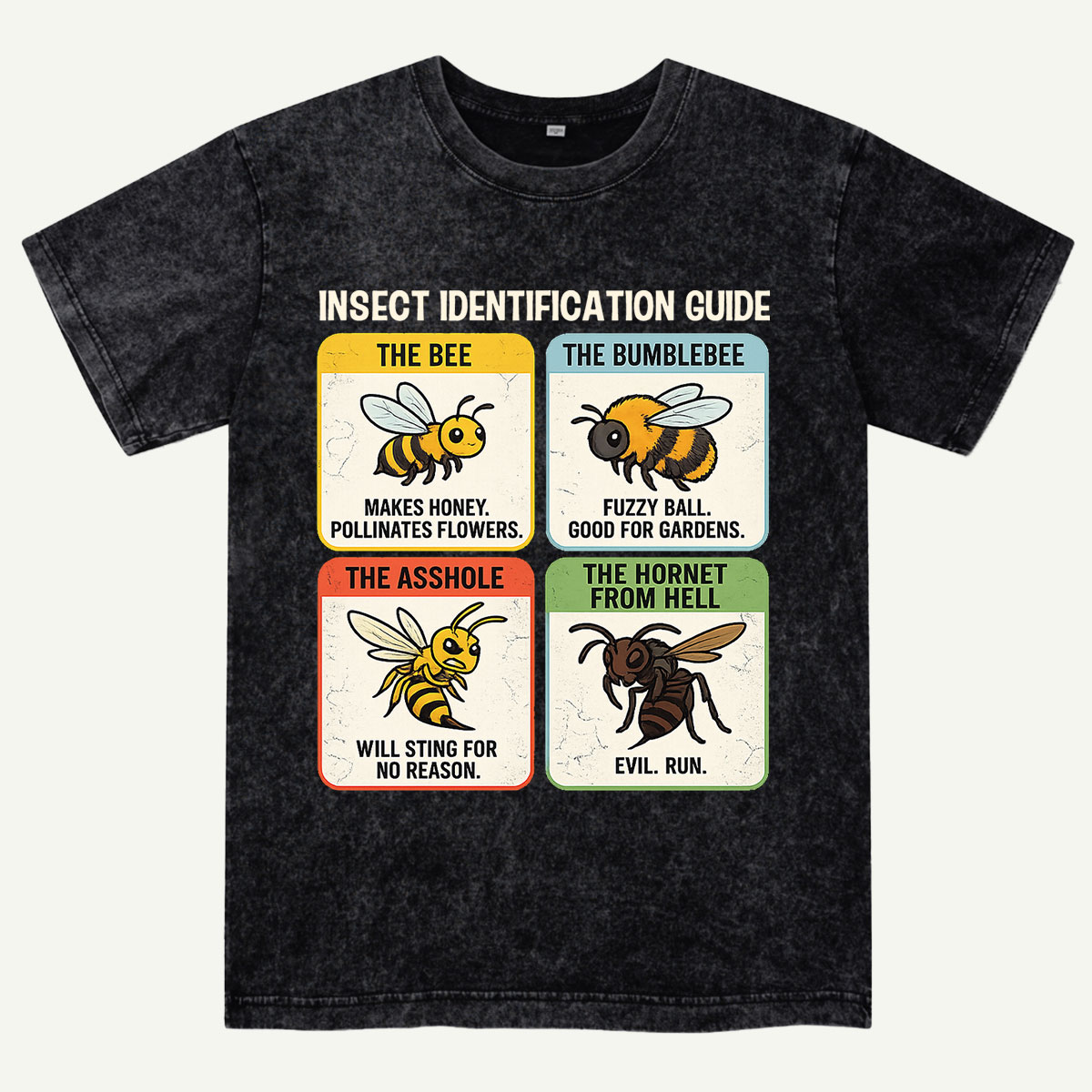 Funny Insect Identification Guide Washed T-Shirt