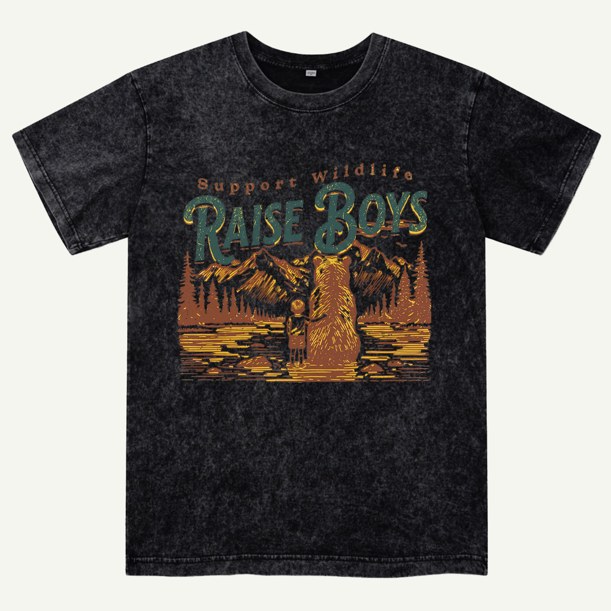 Wilderness Lake Family Bear Washed T-Shirt