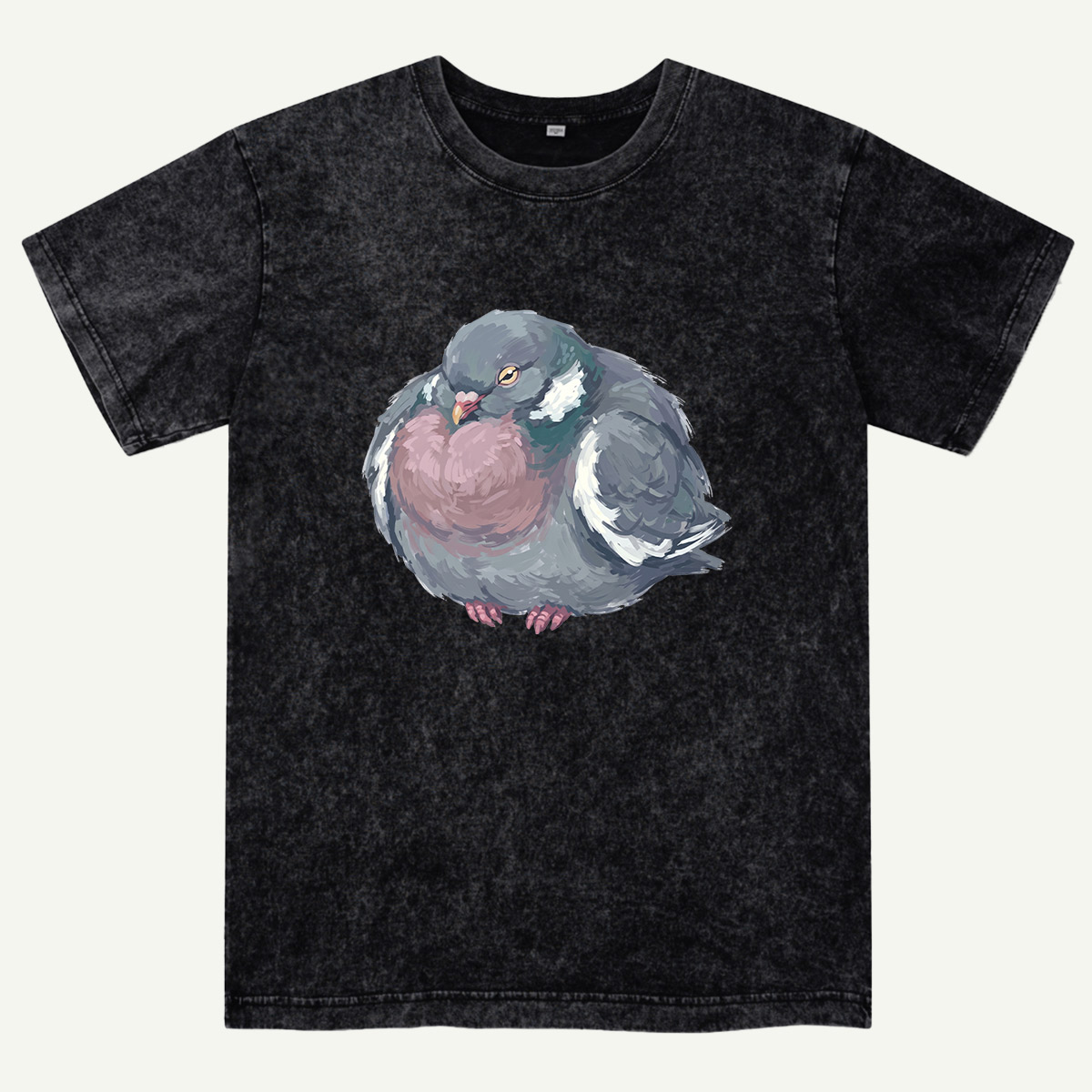 Cozy Pigeon Hand Drawn Bird Washed T-Shirt