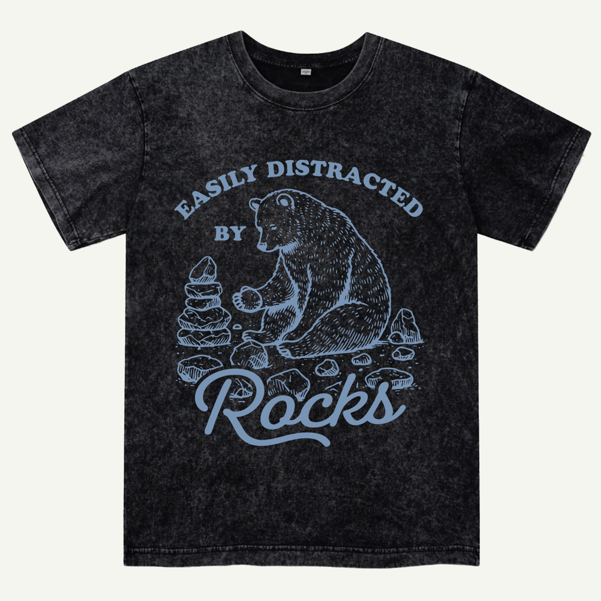 Easily Distracted By Rocks Bear Washed T-Shirt