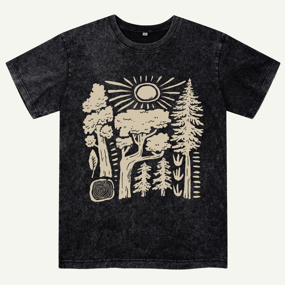 Minimalist Forest Sunrise Washed T-Shirt