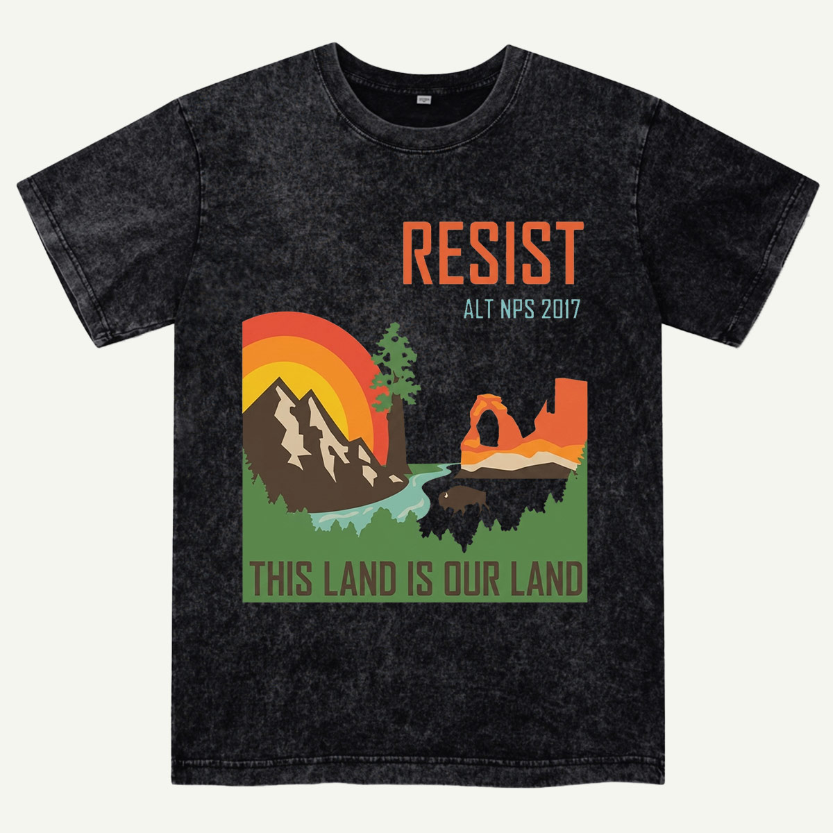 Retro Wilderness Landscape Mountain Adventure Washed T-Shirt