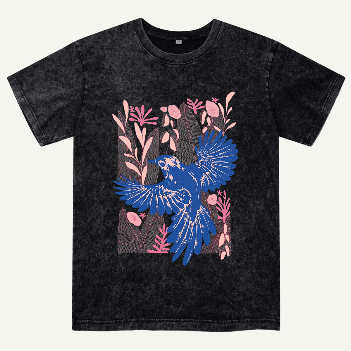 Vintage Blue Bird Botanical Washed T-Shirt