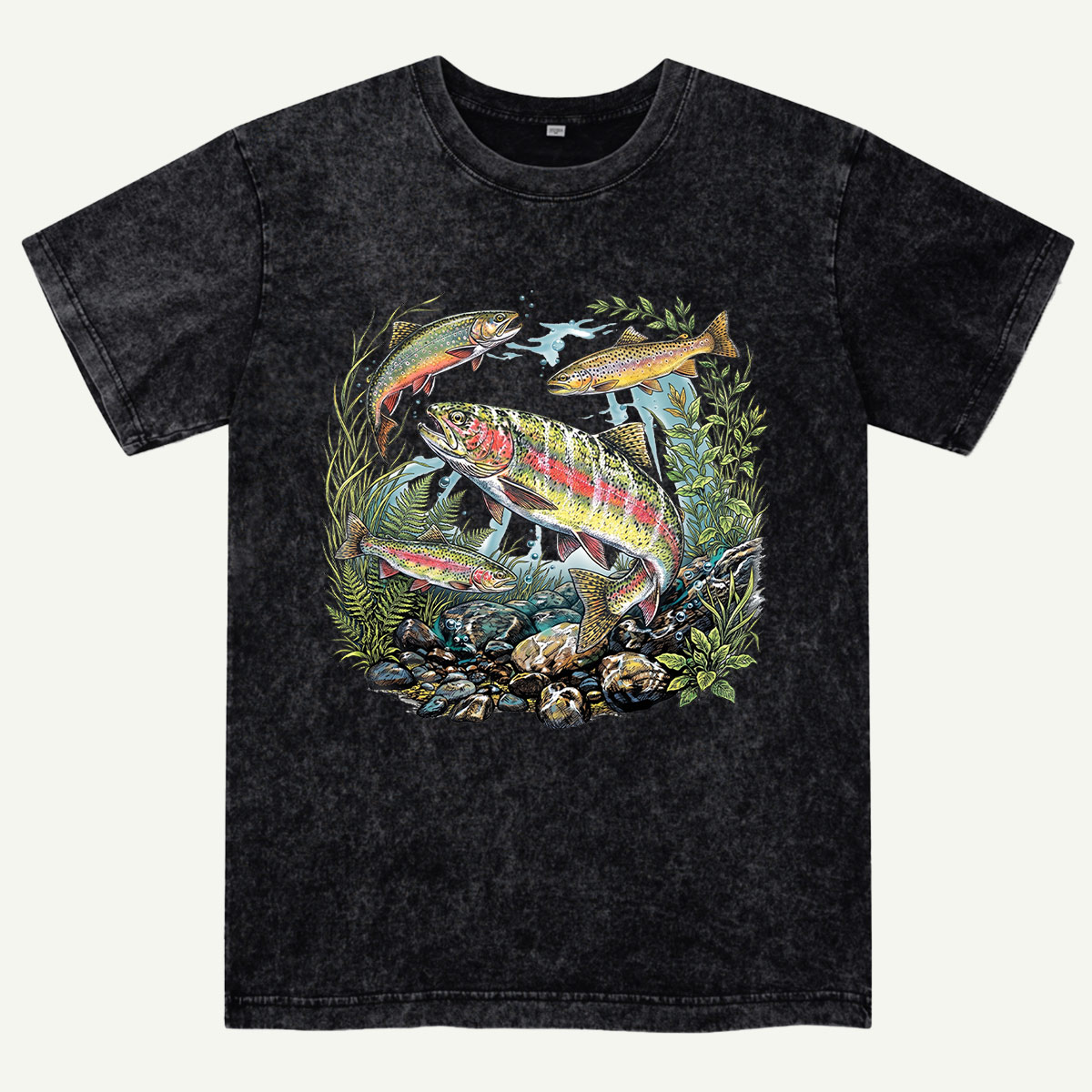 Trout Fishing Freshwater Fish Nature Washed T-Shirt