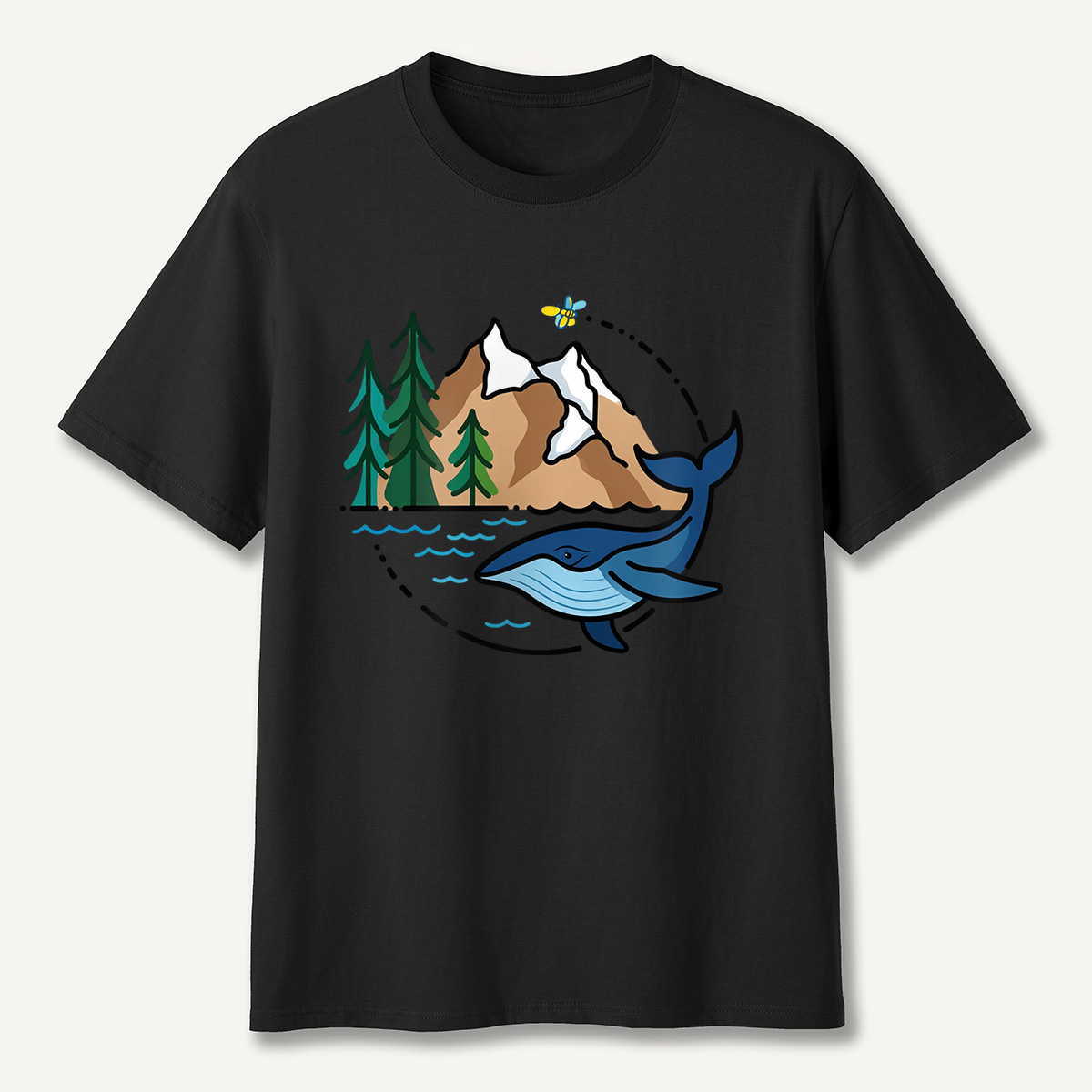 Whale & Mountain Forest T-Shirt