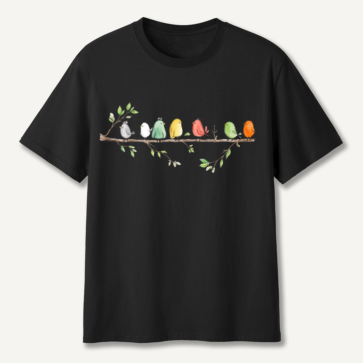 Colorful Songbirds On Branch T-Shirt