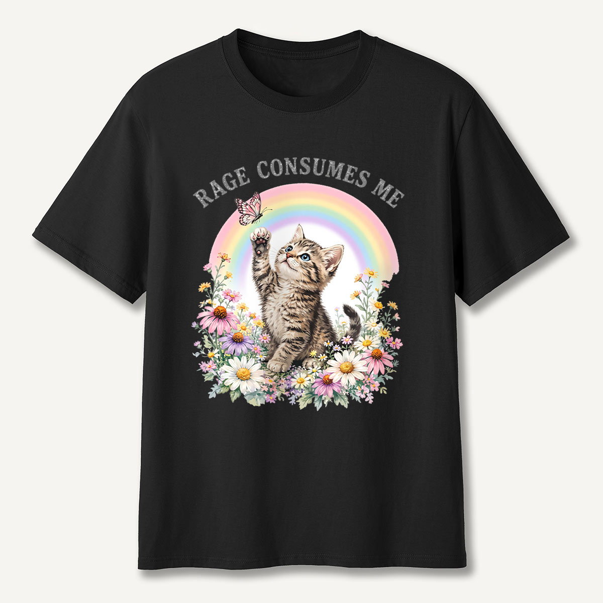 Rainbow Garden Cat T-Shirt