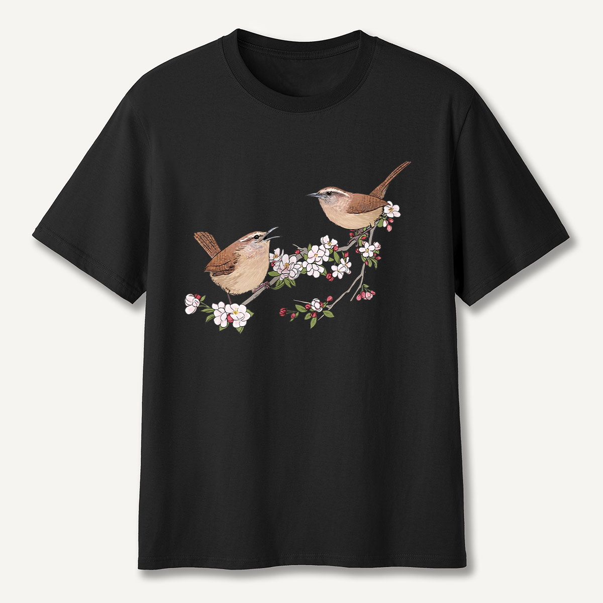 Songbirds On Blooming Branch Nature T-Shirt