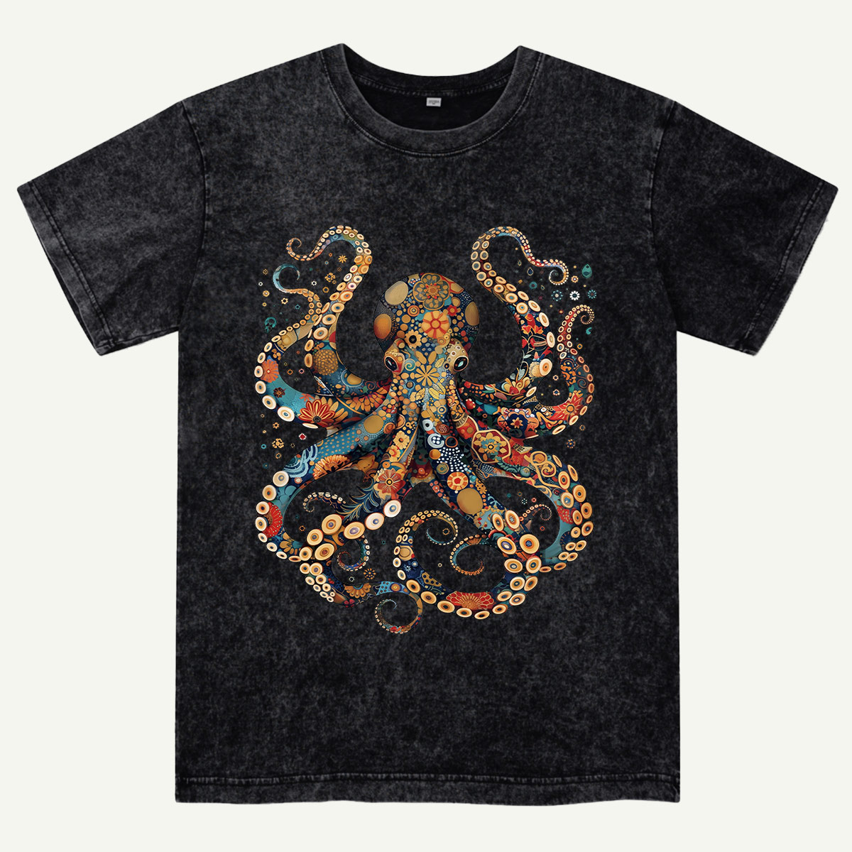 Ocean Octopus Artistic Washed T-Shirt