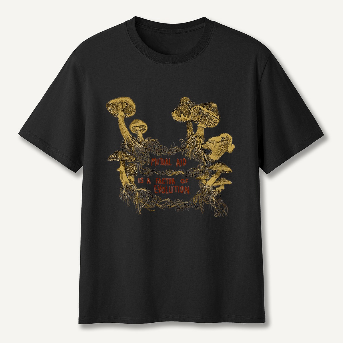 Mutual Aid Mushroom Evolution T-Shirt