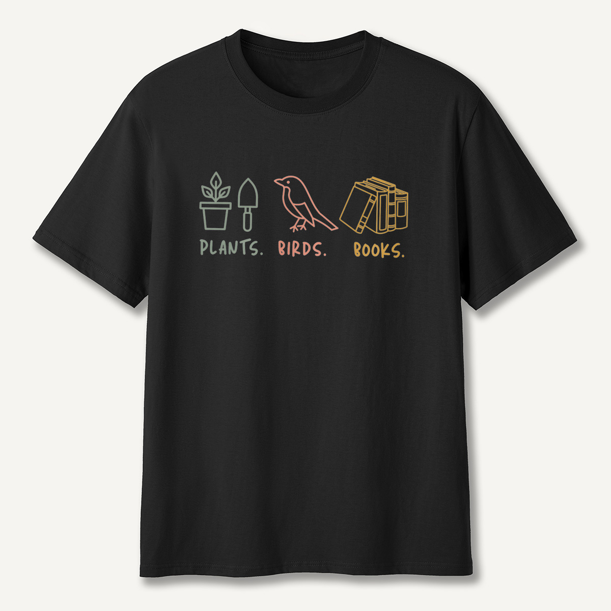 MDCTBYWY26071707Plants, Birds,Books T-Shirt