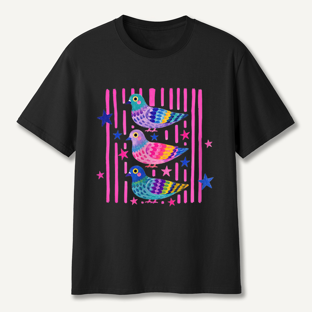 MDCTBYWY26072006 Colorful Pop Pigeon T-Shirt