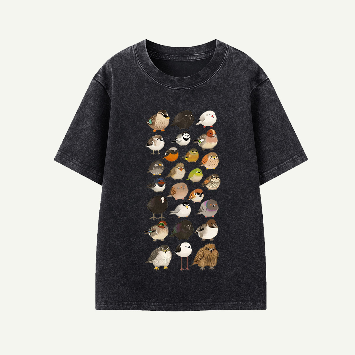Bird Species Illustration Kids Washed T-Shirt