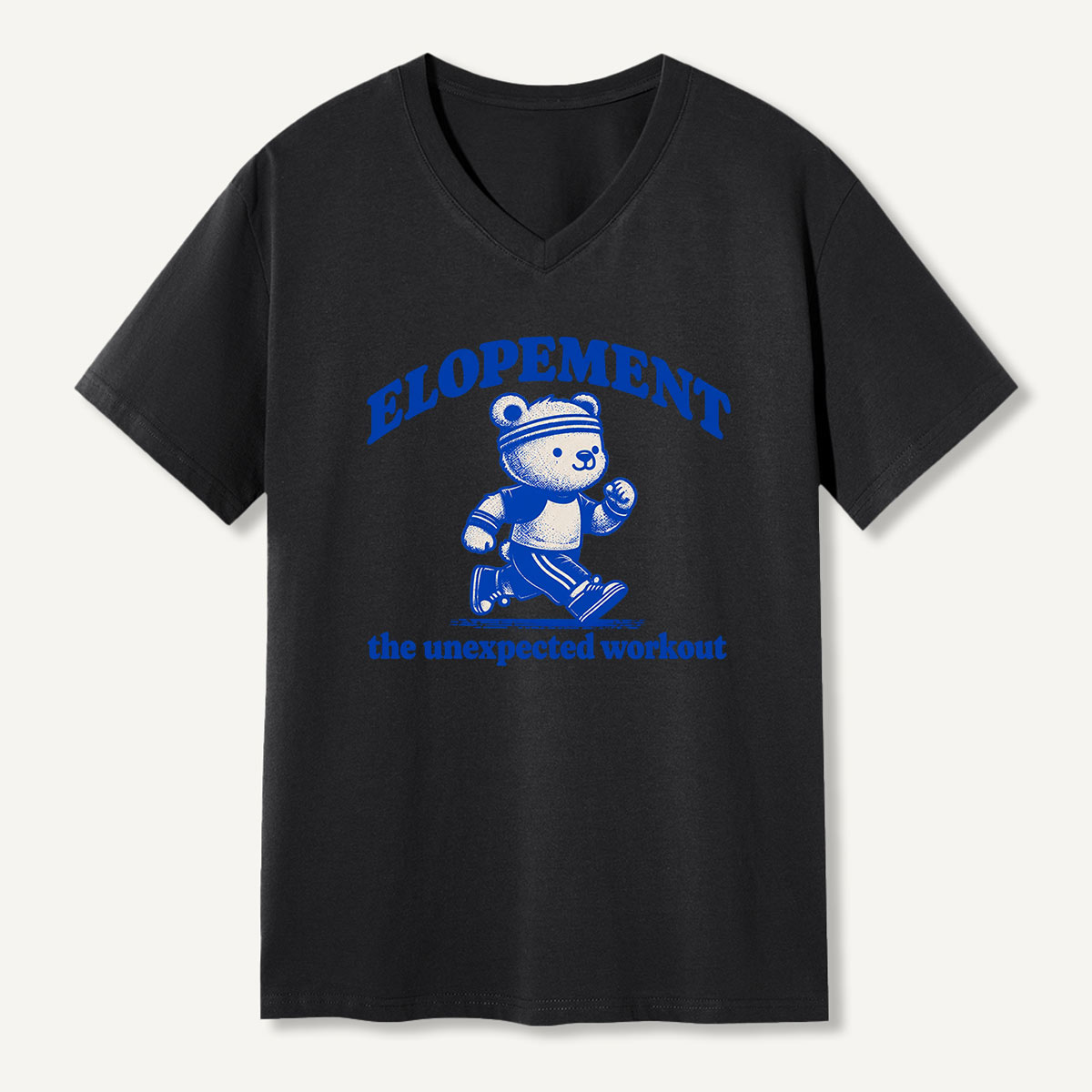 Elopement The Unexpected Workout Running Bear Graphic V-neck T-Shirt