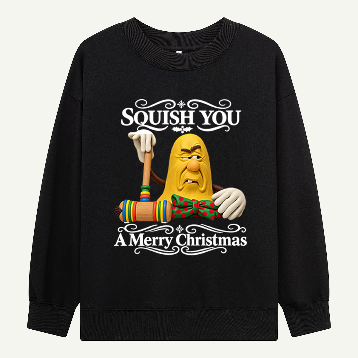 Squish You A Merry Christmas Funny Grumpy Banana Sweatshirts