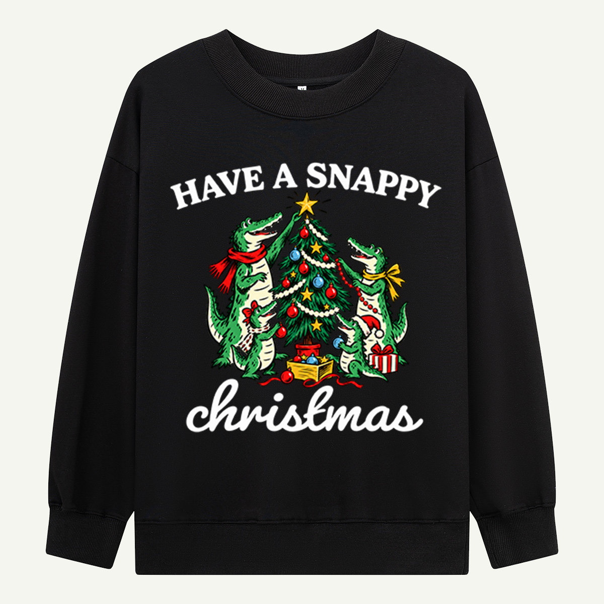 Have A Snappy Christmas Alligators Decorating Christmas Tree Sweatshirts