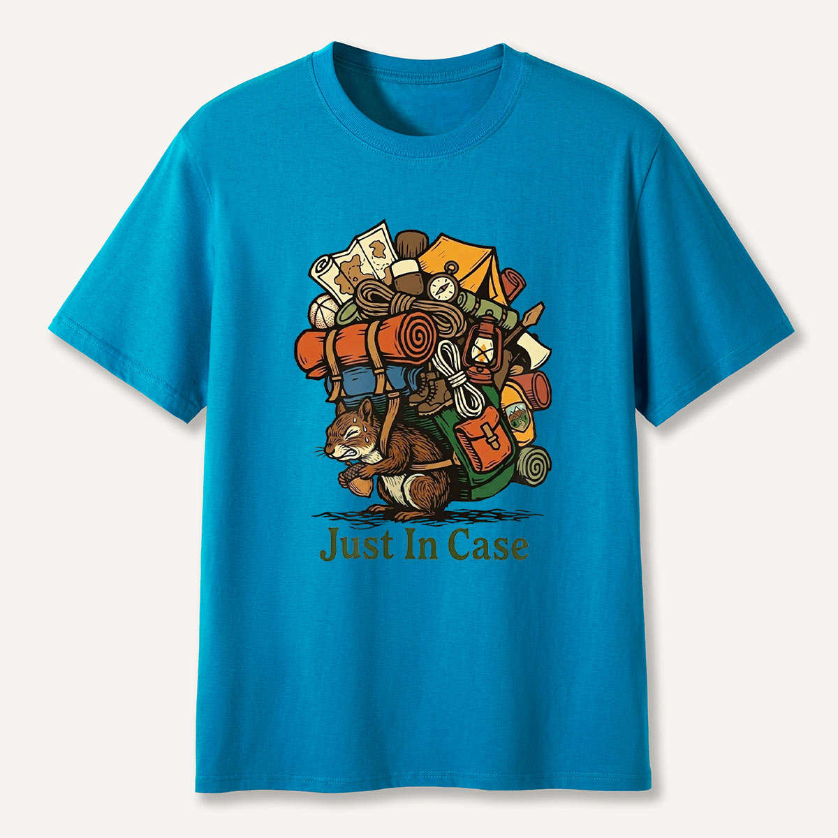 Squirrel Carrying Camping Gear Just In Case T-Shirt
