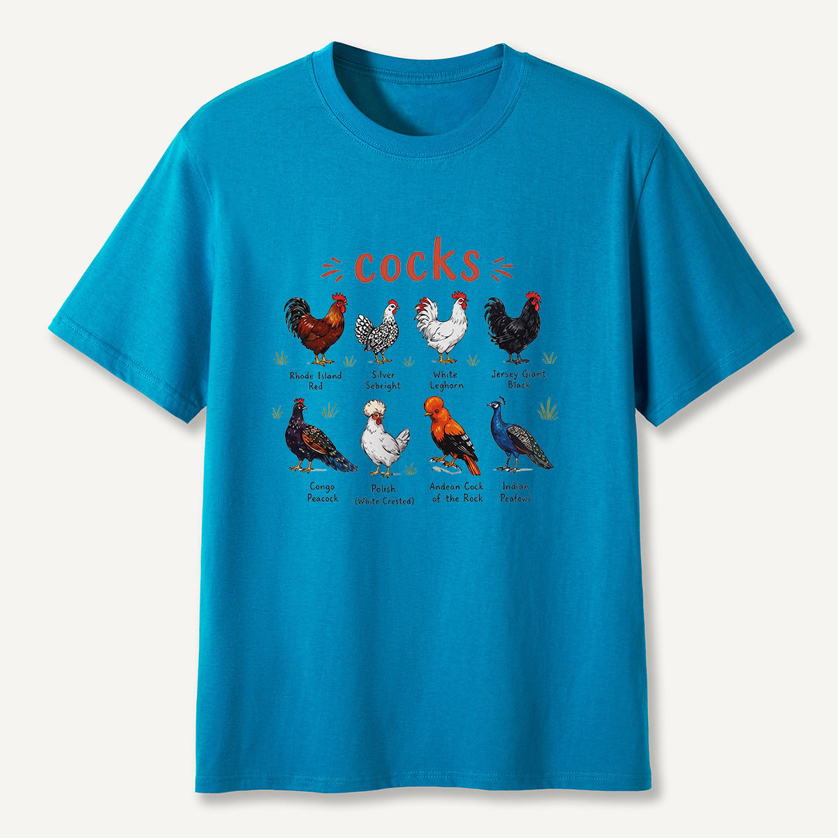 MDCTBYWY26072004 Cocks of the World Illustrated T-Shirt
