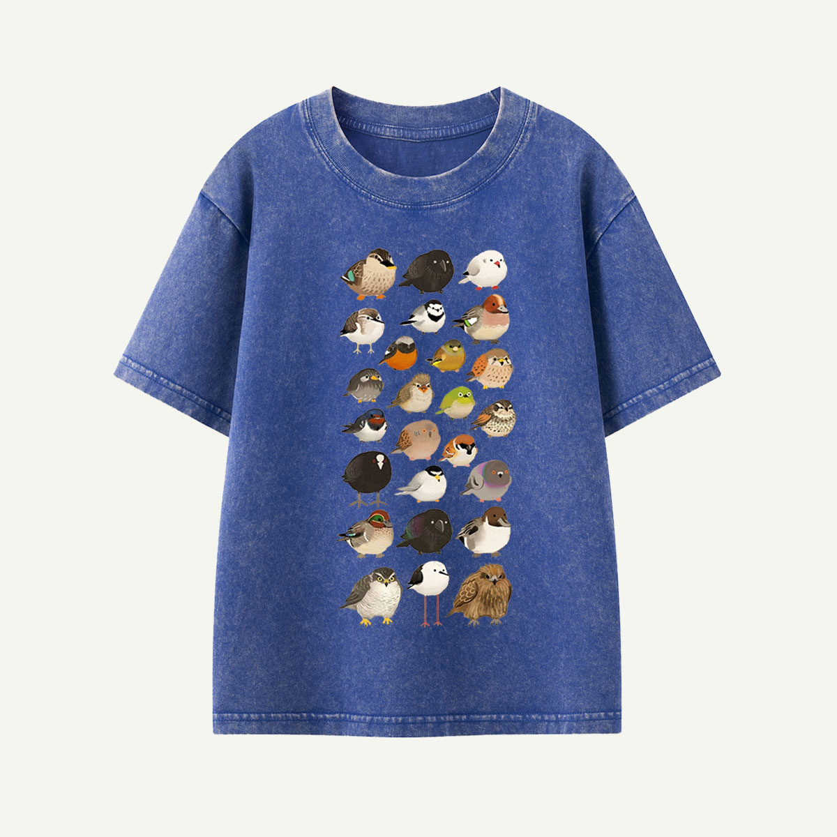 Bird Species Illustration Kids Washed T-Shirt