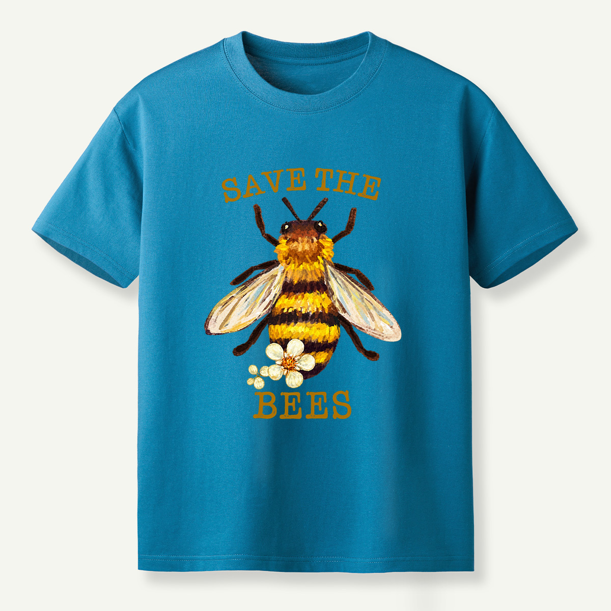 Save The Bees Watercolor Bee Floral Illustration T-Shirt
