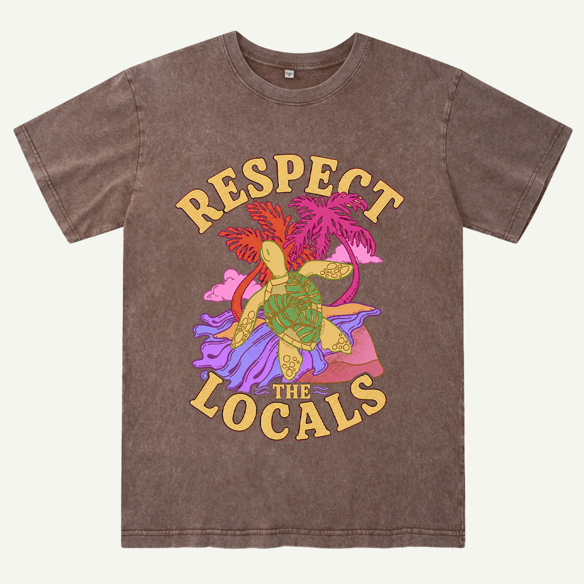 Sea Turtle Tropical Beach Washed T-Shirt