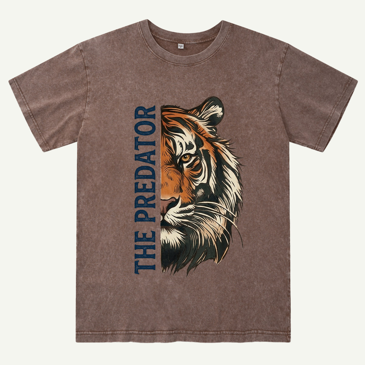 Half Face Tiger Predator Washed T-Shirt