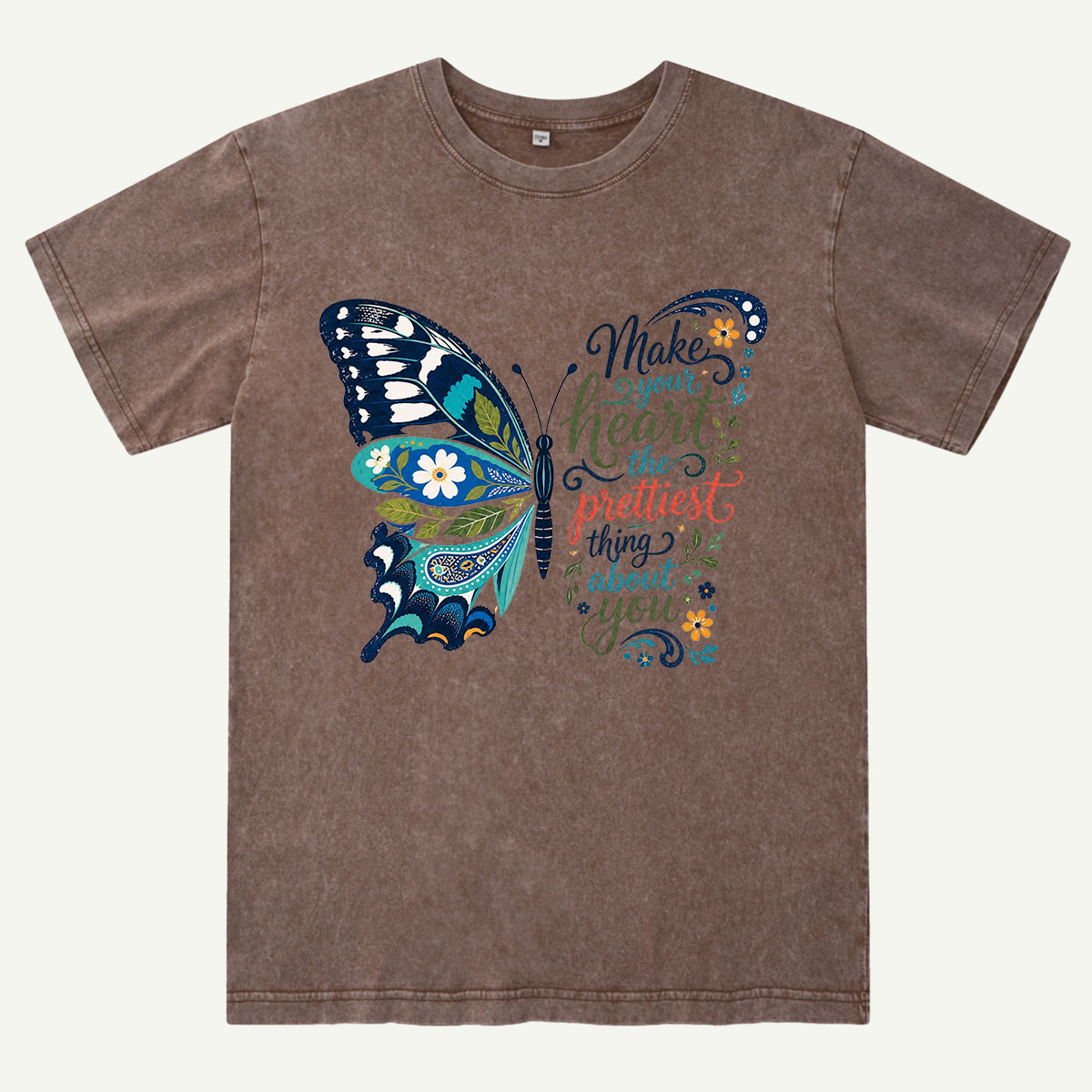 Inspirational Butterfly Nature Quote Washed T-Shirt