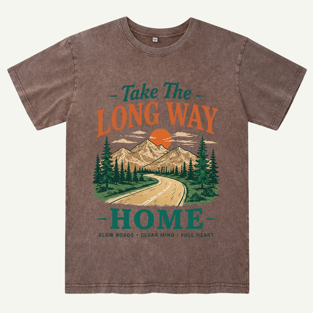 Take The Long Way Home Mountain Road Washed T-Shirt