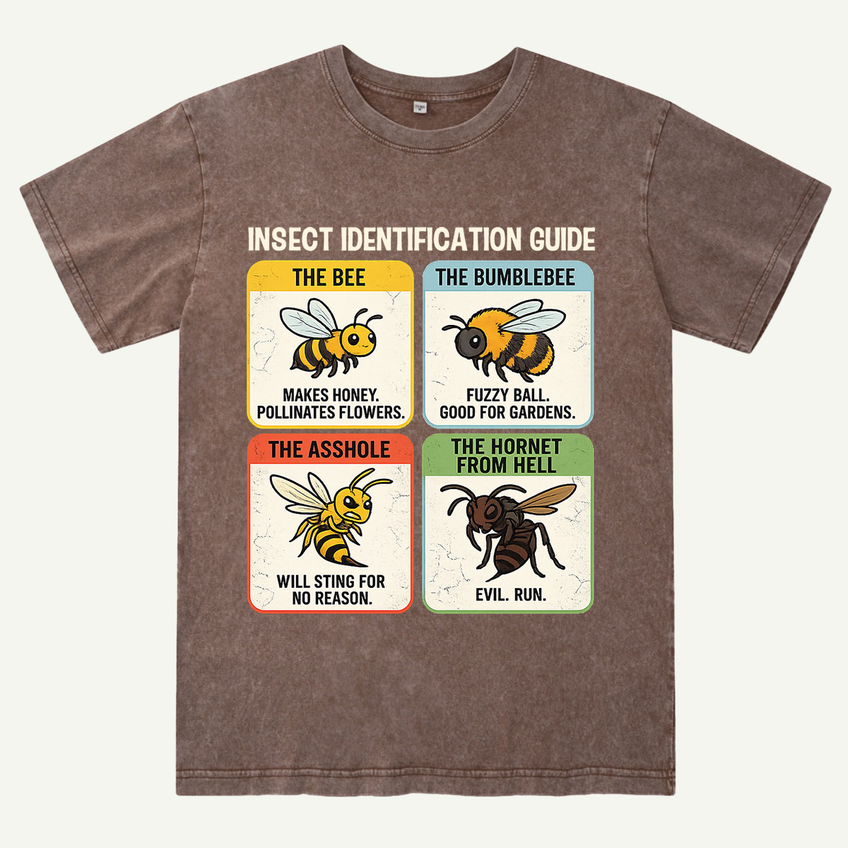 Funny Insect Identification Guide Washed T-Shirt