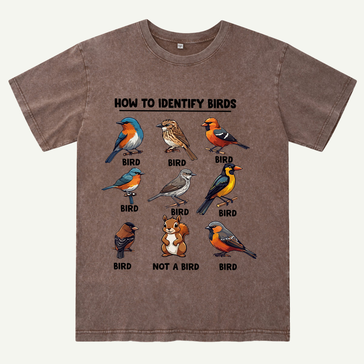 Funny Bird How to Identify Birds Washed T-Shirt