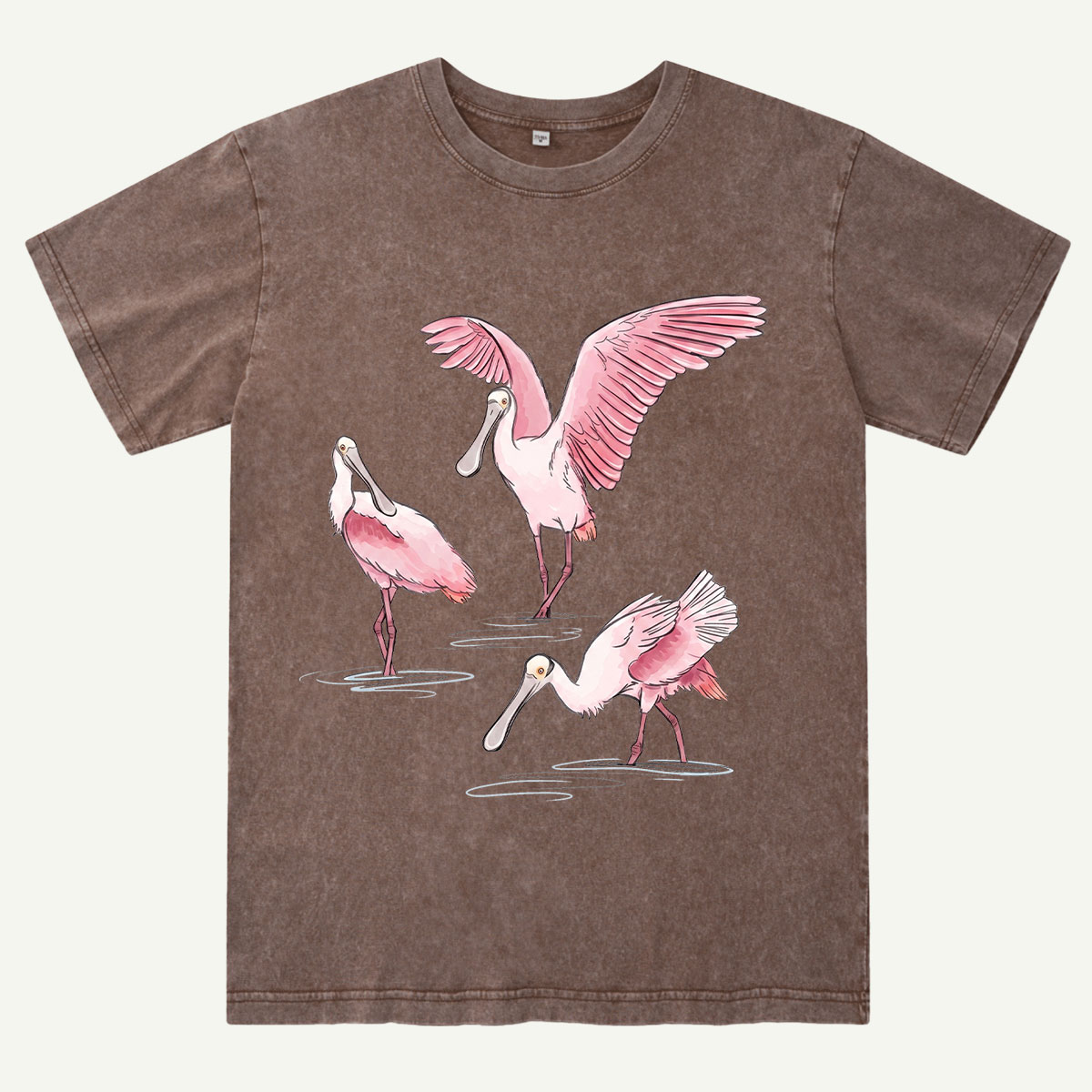 Roseate Spoonbill Bird Washed T-Shirt