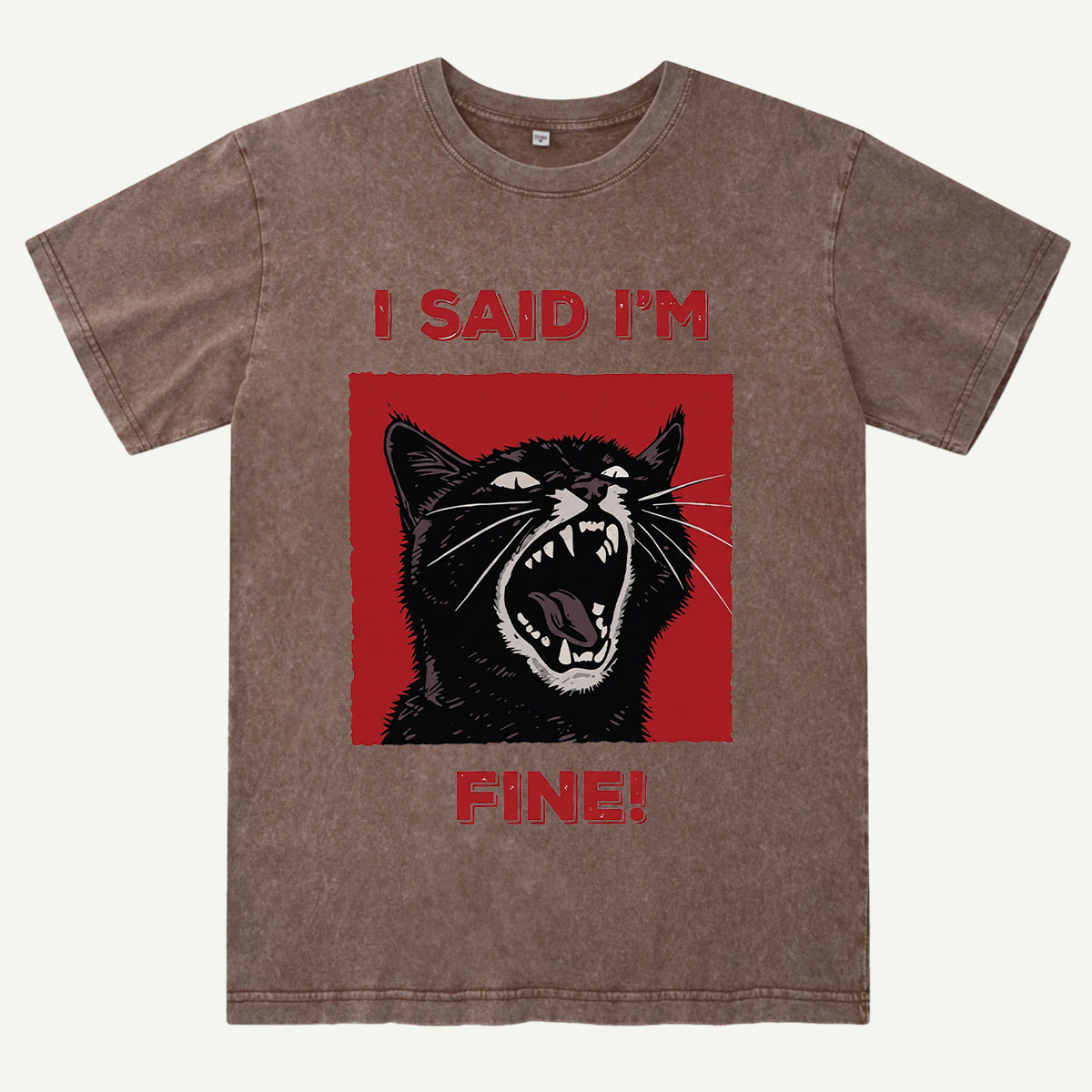 I Said I'm Fine! Funny Black Cat Washed T-Shirt