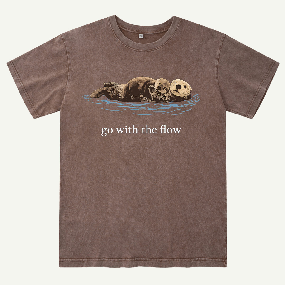 Go With The Flow Sea Otter Wildlife Nature Washed T-Shirt