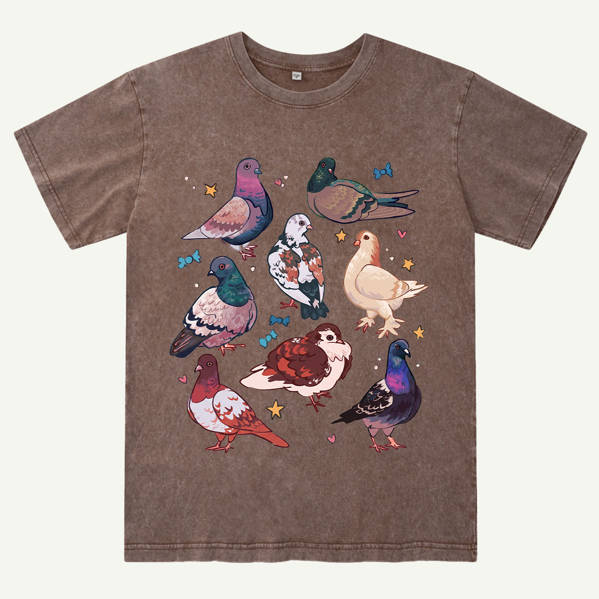 Cute Pigeon Squad Washed T-Shirt